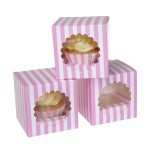 House of Marie 1er Cupcake Schachtel Circus Pink gestreift, 3 Stück