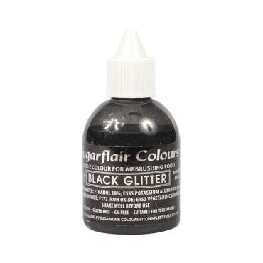 Sugarflair Airbrush Paint Black Glitter Kosher