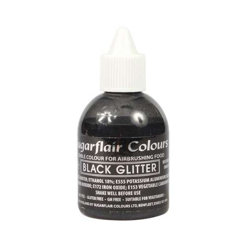 Sugarflair Airbrush Colour Glitter Black, 60ml