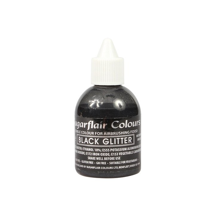 Sugarflair Airbrush Paint Black Glitter Kosher