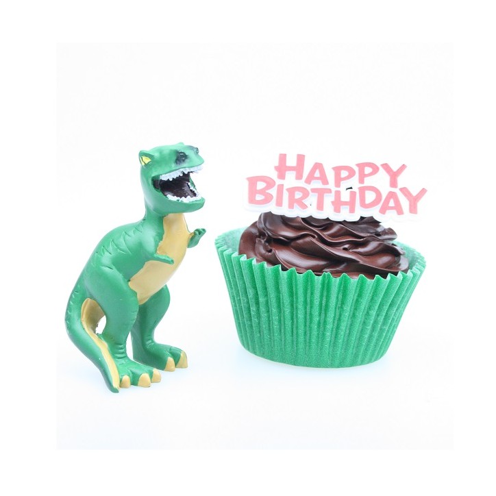 Anniversary House Dinosaur Cake Topper with Happy Birthday Motto