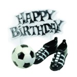 Anniversary House Football Boots Cake Topper with Happy Birthday Motto