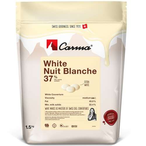 Carma Kuvertüre Tropfen Nuit Blanche Weiss 37%, 1500g