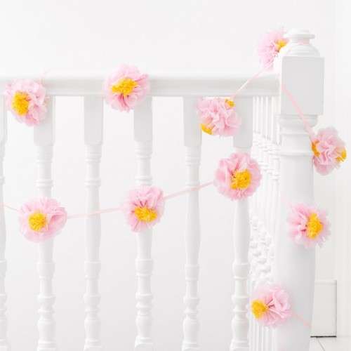 Talking Tables Flower Pom Pom Garland Pink, 3 Meter