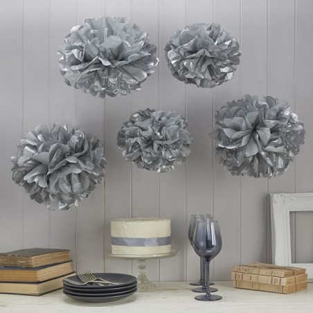 Partydeko Pompoms Silber