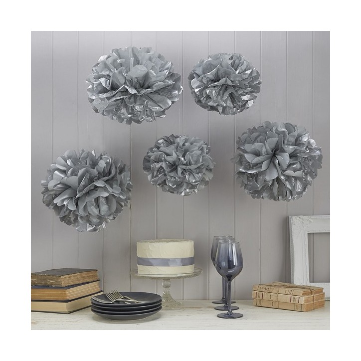 Partydeko Pompoms Silber