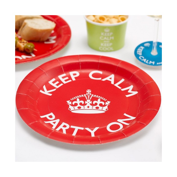 Keep Calm Paper Plates Red