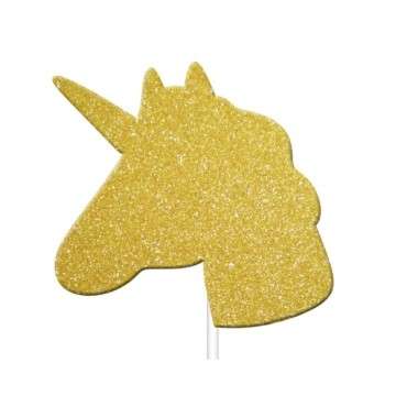 Glitzer Einhorn Cupcake Topper Gold M556