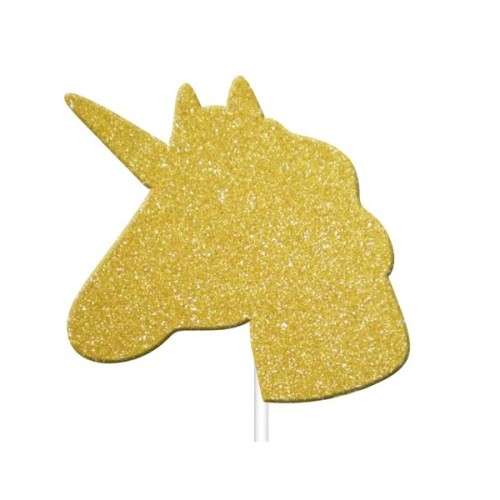 Anniversary House Glitter Unicorn Cupcake Topper Gold, 12 Stück