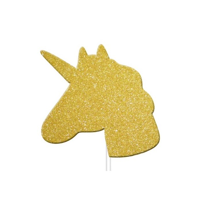 Glitzer Einhorn Cupcake Topper Gold M556