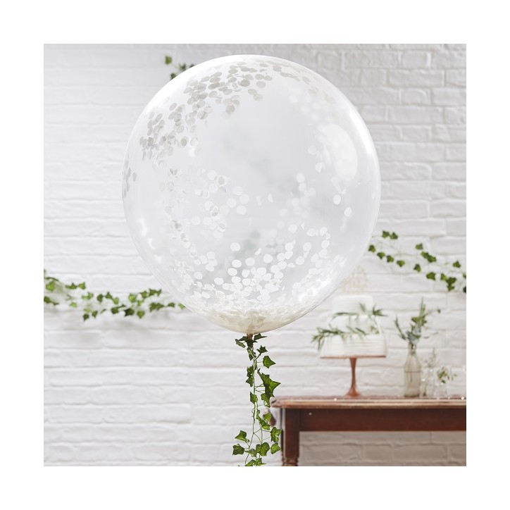 BB-239 Large White Confetti Balloons - Beautiful Botanics