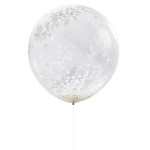 Ginger Ray 90cm Large White Confetti Balloons, 3 pcs