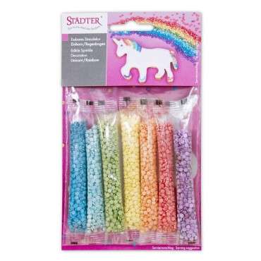 Essbarer Streudekor Einhorn / Regenbogen – 7 Sticks