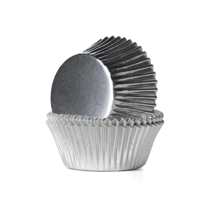 Metallic Silver foil cupcake cases - Glamorous baking cups - Bakeria.ch