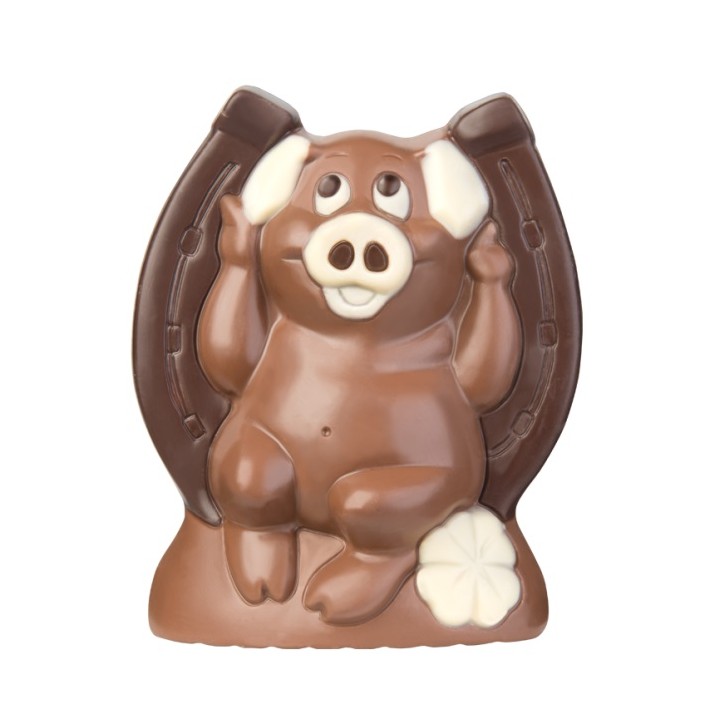 Lucky Charm Chocolate Mould Pig on horseshoe