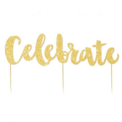 Celebrate Cake Topper Gold