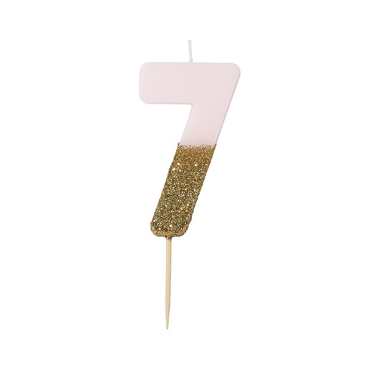 Gold Glamour Birthday Candle Pink Number 7