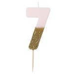 Talking Tables Number 7 Birthday Candle Pink Glamour, 7.5cm