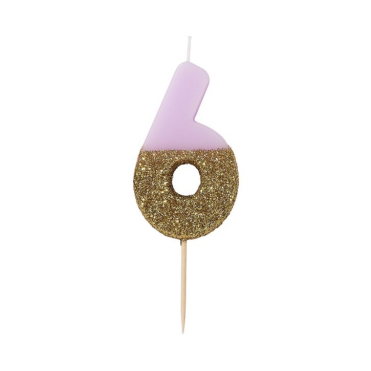 gold dipped Number 6 Birthday Candle