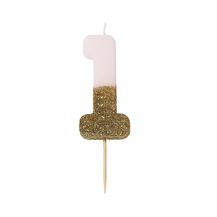 Pink Glamour Number 1 Birthday Candle