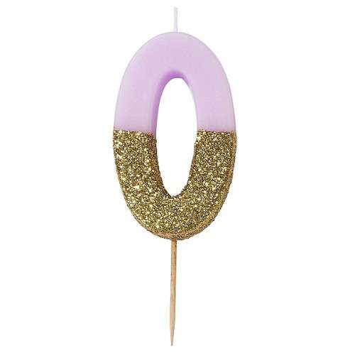 Talking Tables Number 0 Birthday Candle Pink Glamour, 7.5cm