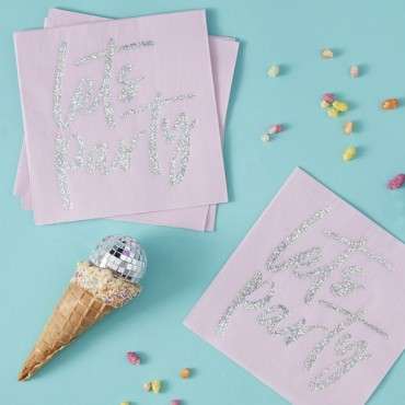 Iridescent Foiled Lets Party Paper Napkins