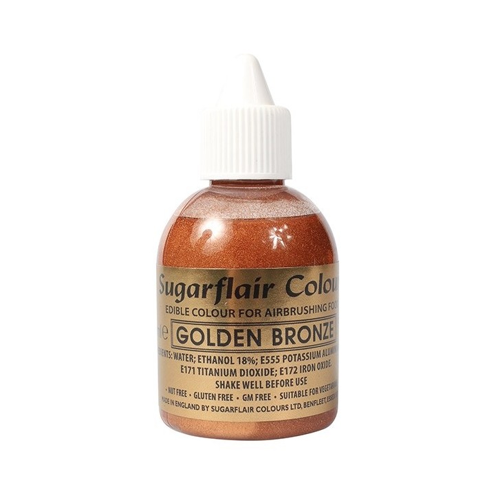 Airbrushfarbe Bronze - Sugarflair Colours Golden Bronze