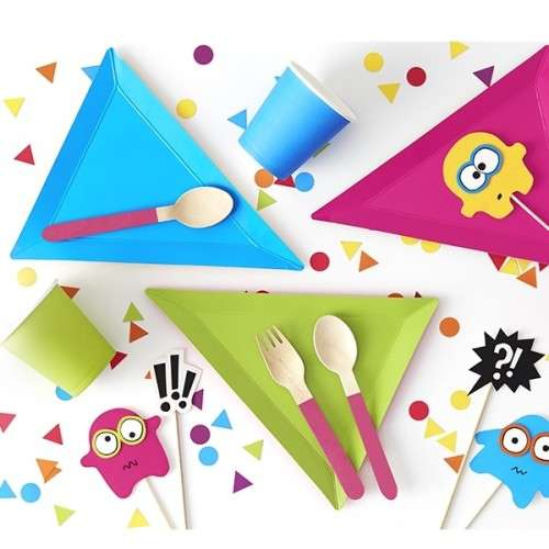 PartyDeco Bright Triangle Cake Plates, 6 pcs