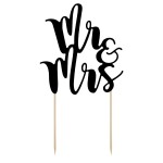 PartyDeco Black Mr & Mrs Cake Topper