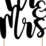 PartyDeco Black Mr & Mrs Cake Topper