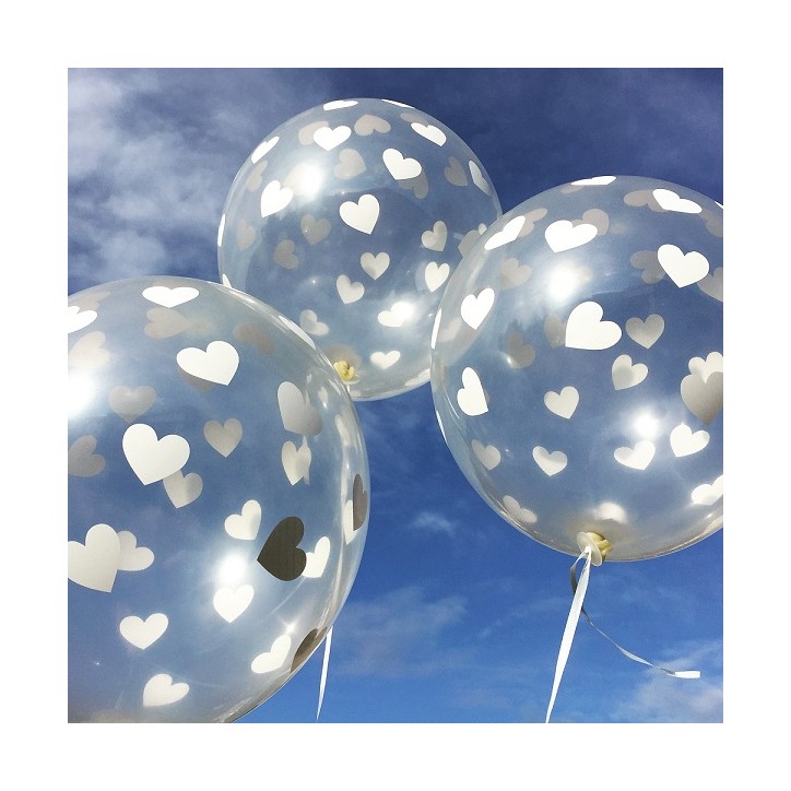 30cm White Heart Balloons