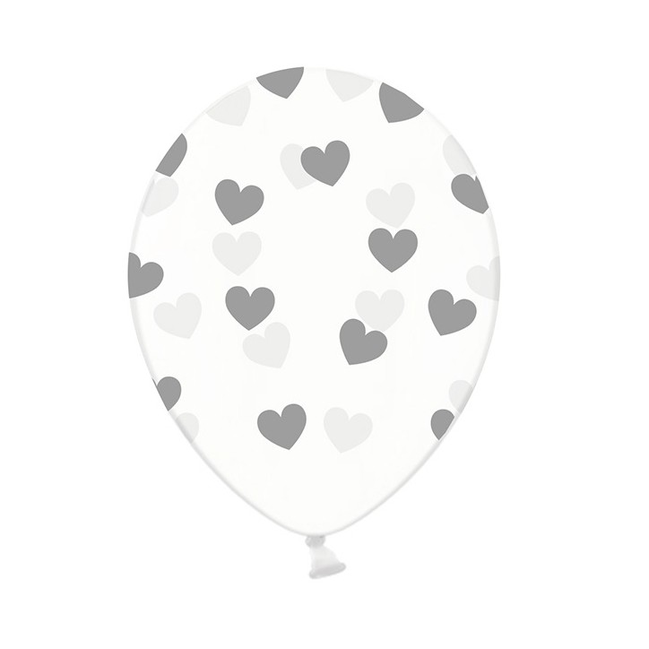 Crystal Balloons Hearts Silver