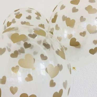 Crystal Clear Balloons Gold Hearts