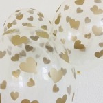 PartyDeco Crystal Clear Balloons Hearts Gold, 6 pcs