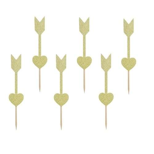 PartyDeco Cupcake Toppers Cupid Arrow, 6 pcs