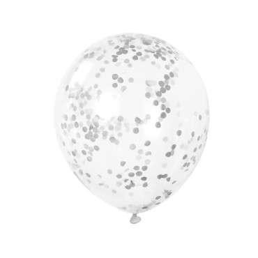 Clear 30cm Silver Confetti Balloons