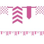 Unique Party Hot Pink Polka Dot & Chevron Banner Girlande, 3.3 Meter