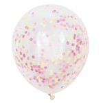 Unique Party Luftballons transparent mit Konfetti Neon, 6 Stück