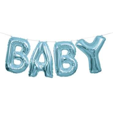 Blauer Folienballon Banner "BABY"