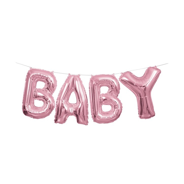 pink baby balloon banner 53684