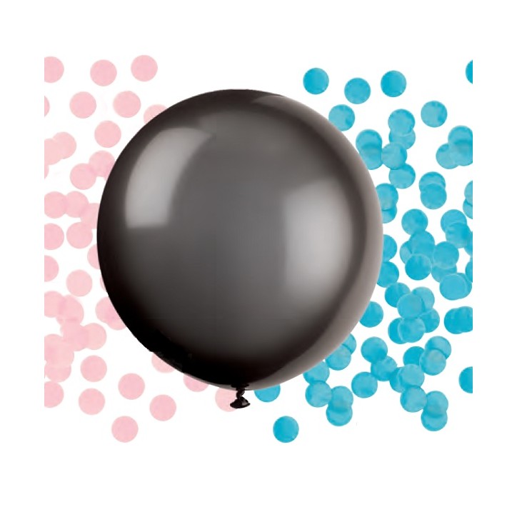 Black Gender Reveal Confetti Filled Balloon