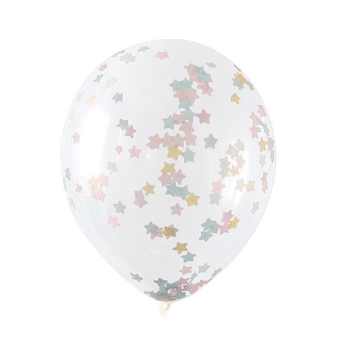 16" Star Confetti Ballons Clear