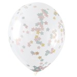 Unique Party Clear Balloon with Pastel Star Confetti, 5 pcs