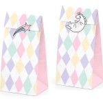 PartyDeco Magical Unicorn Blockboden Geschenktüten mit Sticker, 6 Stück