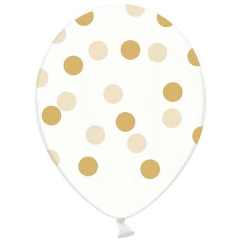 PartyDeco Crystal Clear Balloons Dots Gold, 6 pcs