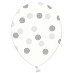 PartyDeco Crystal Clear Balloons Dots Silver, 6 pcs