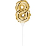 Anniversary House Mini Gold Foil Balloon Number 8 Cake Topper