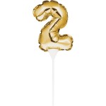 Anniversary House Mini Gold Folienballon Zahl 2 Kuchen Topper