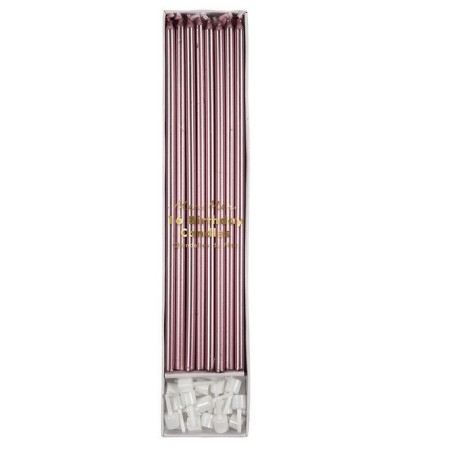 Meri Meri Metallic Pink Long Candles, 16 Pcs