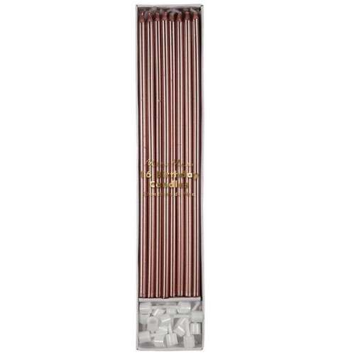 Meri Meri Metallic Rose Gold Long Candles, 16 Pcs